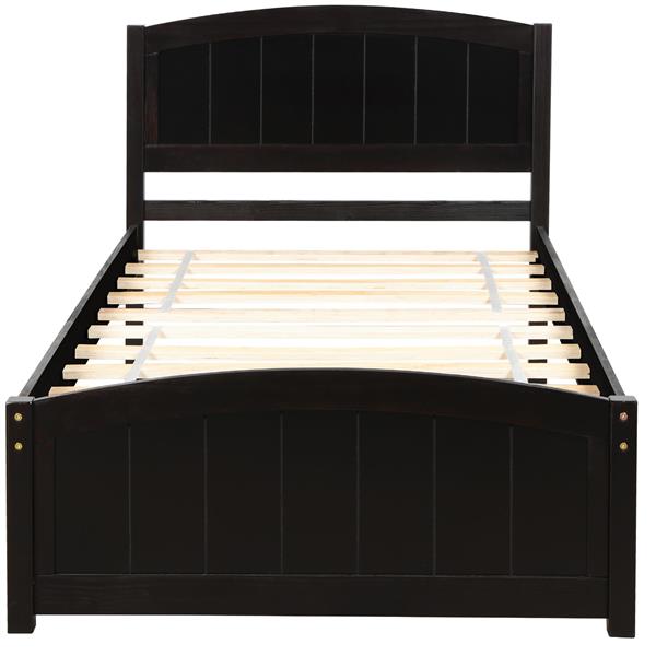 Wood Platform Bed with Headboard,Footboard and Wood Slat Support, Espresso