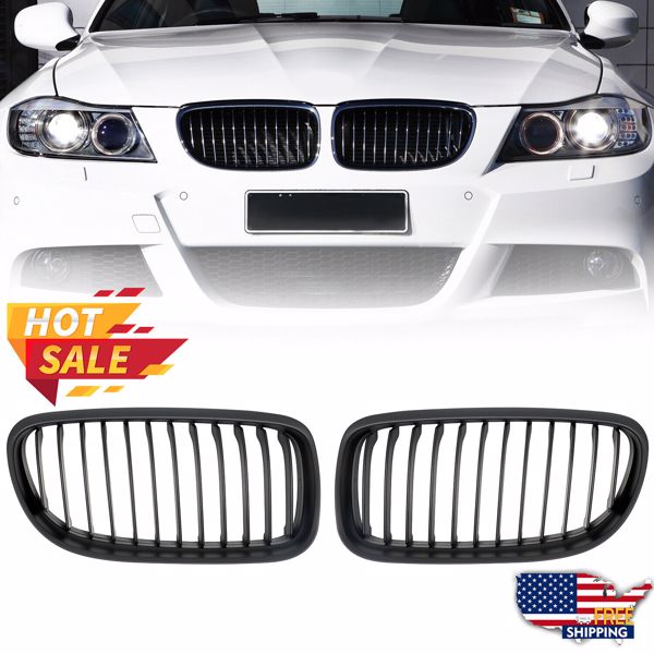 Matte Black Front Kidney Grill Grille For BMW E90 E91 328i 335i 4-Door 2009-2011