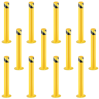 Safety Bollard Post, 36 Inch Height Steel Bollards, 3.5 Inch Diameter Parking Bollard, Yellow Powder Coated Safety Parking Barrier Post, for Traffic Sensitive Areas,12PCS