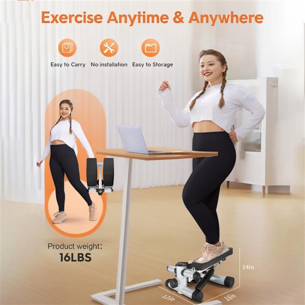 Steppers for Exercise, Stair Stepper with Resistance Bands, Mini Stepper with 330LBS Loading Capacity, Hydraulic Fitness Stepper with LCD Monitor, No Assembly Required