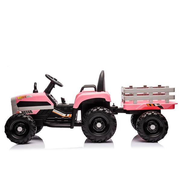 Ride on Tractor with Trailer,12V Battery Powered Electric Tractor Toy w/Remote Control,electric car for kids,Three speed adjustable,Power display, USB,MP3 ,Bluetooth,LED light,Two-point safety belt