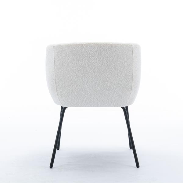 039-Set of 1 Boucle Fabric Dining Chair With Black Metal Legs,Ivory