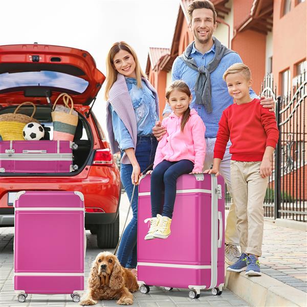 28 IN Luggage 1 Piece with TSA lock , Expandable Lightweight Suitcase Spinner Wheels, Vintage Luggage,Pink