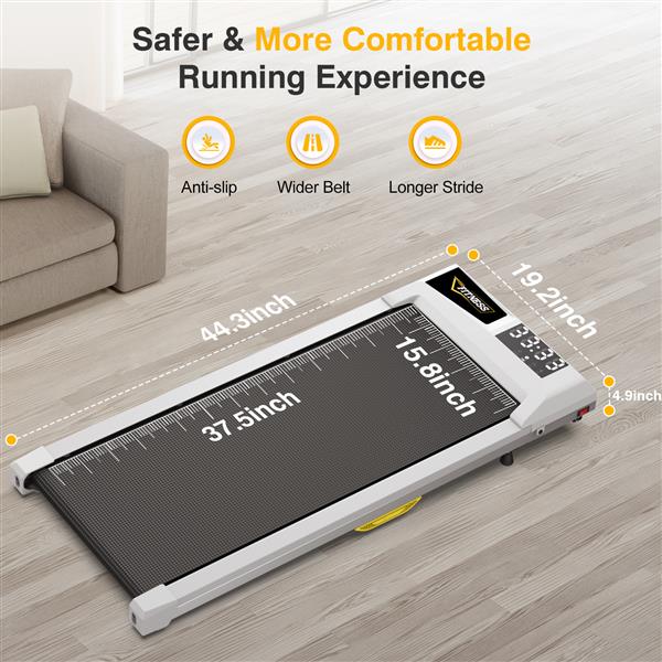 Under Desk Treadmill with Incline, Walking Pad for Home/Office, Portable Walking Treadmill 2.5HP, Walking Jogging Machine with 265 lbs Weight Capacity App Remote Control LED Display