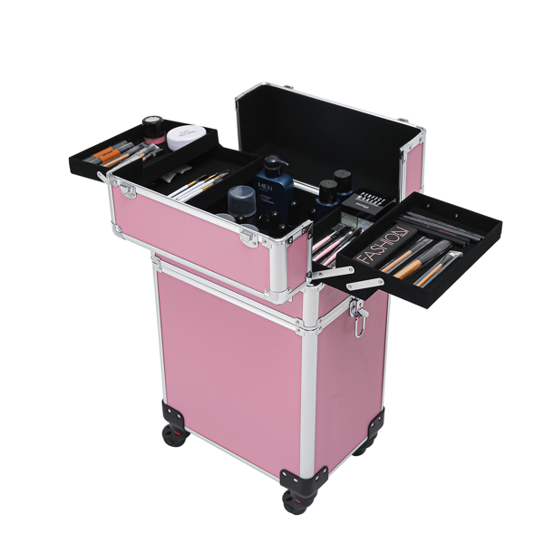 4 in 1 Aluminum Cosmetic Makeup Case Tattoo Box Pink