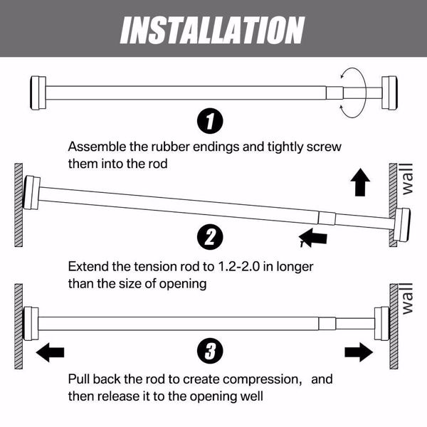 Heavy Duty Extendable Telescopic Shower Curtain Pole Rail Rod Bath Door Window