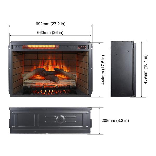 60 Inch Electric Fireplace  Entertainment Center With Door Sensor-Reclaimed Barnwood Color