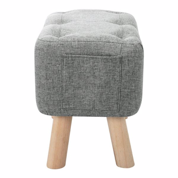 Linen Fabric Footstool Foot Rest Stool Pouffe Ottoman Seat Living Room Furniture