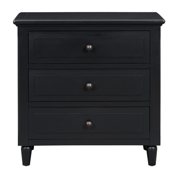 3-Drawer Nightstand Storage Wood Cabinet