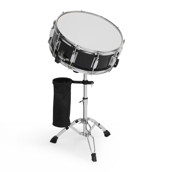 14 x 5.5in Snare Drum Set with Drumstick Holder, Snare Drum Bag, Strap, Mute Pad & Drum Stick for Beginner Student Black