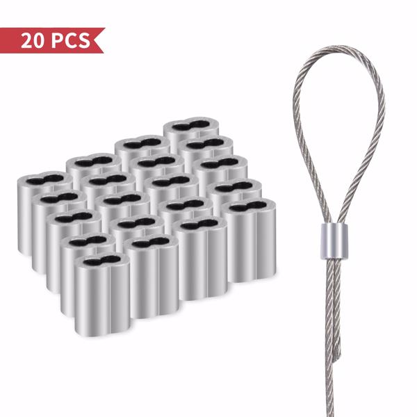 Picture Hanging Wire 50lb, Heavy Duty Stainless Steel Wire Rope for Hanging Picture Frame Mirror and Wall Art, Strong Metal Wire 100Feet with 20PCS Aluminum Crimping Sleeves