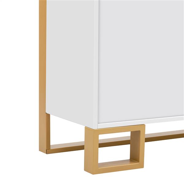 Modern Style 59"L Sideboard with Large Storage Space and Gold Metal Legs for Living Room and Entryway (White)