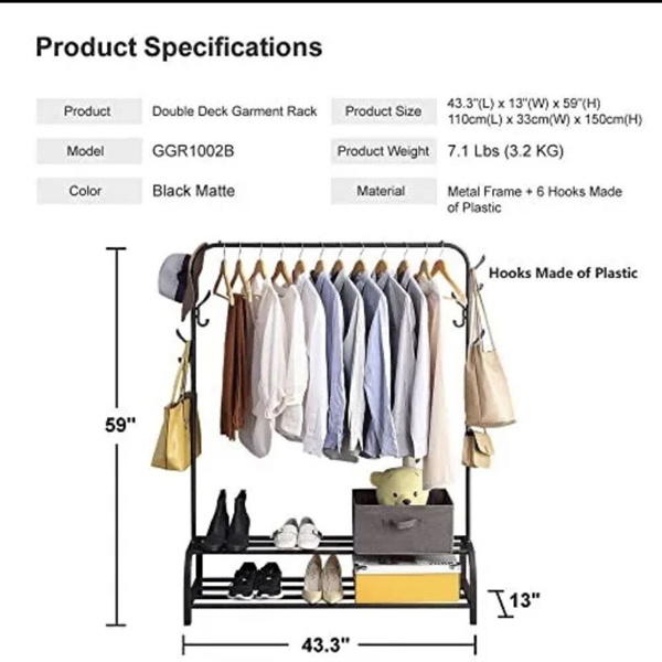 Heavy Duty Clothes Rail Rack Garment Hanging Display Stand Shoe Storage Shelves