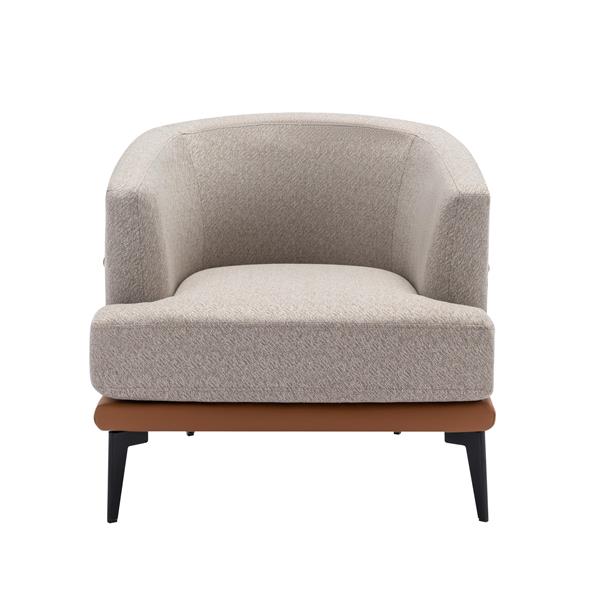 Modern Two-tone Barrel Fabric Chair, Upholstered Round Armchair for Living Room Bedroom Reading Room, Burnt Orange