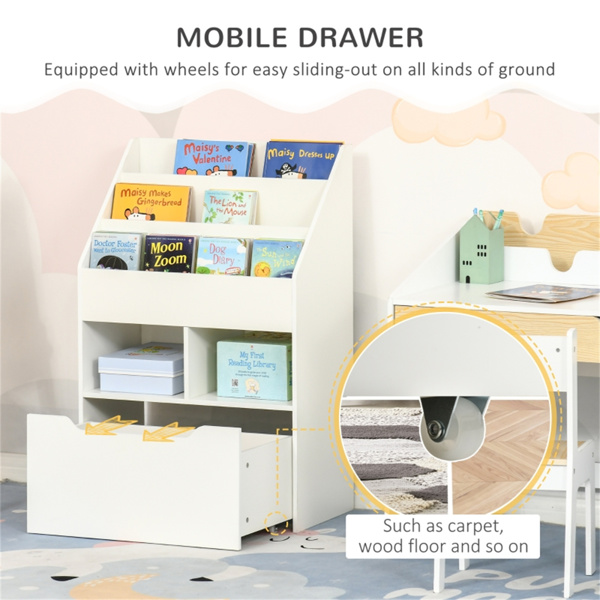 Kids Shelf Book/Storage Cabinet-White