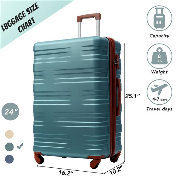 Luggage with TSA Lock Spinner Wheels Hardside Expandable Luggage Travel Suitcase Carry on Luggage ABS 24"