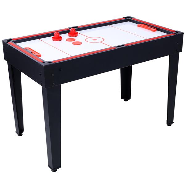 5-in-1 Multi-Game Table - Billiards, Push Hockey, Foosball, Ping Pong, and Basketball black/red