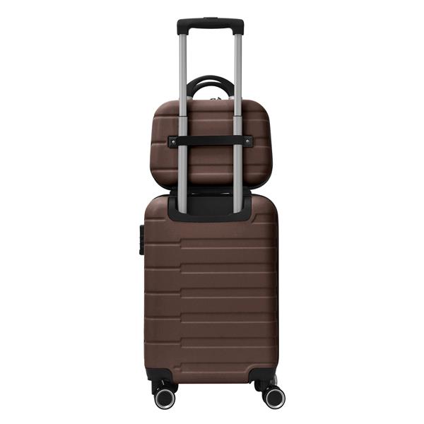 4 Piece Hard Shell Luggage Set,Carry on Suitcase with Spinner Wheels,Family Luggage Set,Brown(12/20/24/28in)