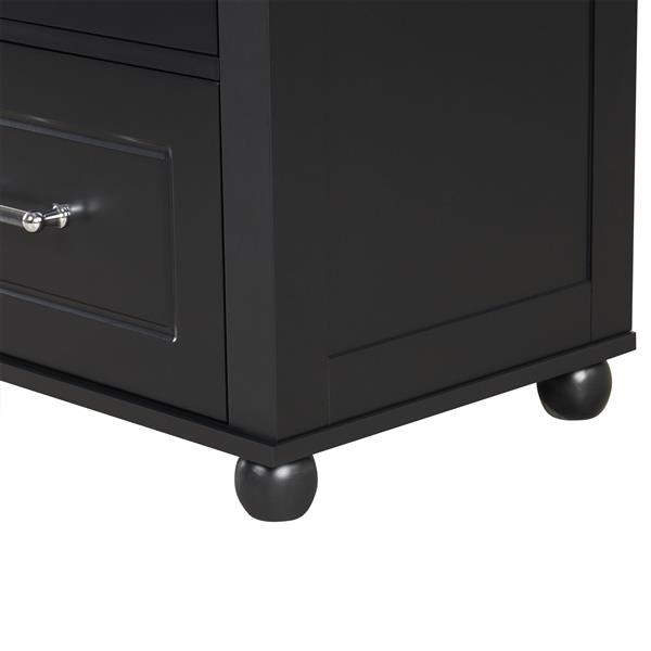 Tall Bathroom Storage Cabinet, Freestanding Storage Cabinet with Two Drawers and Adjustable Shelf, MDF Board with Painted Finish, Black