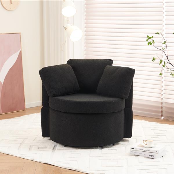 Fabric Swivel And Storage Chair With Back Cushion For Living Room,Black