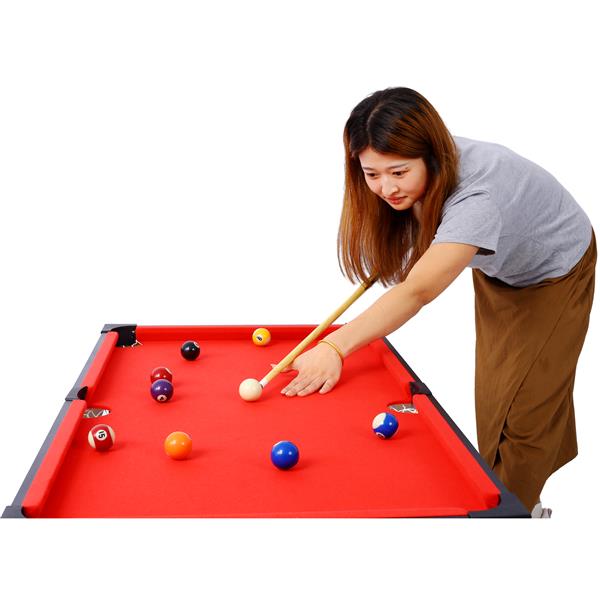 5-in-1 Multi-Game Table - Billiards, Push Hockey, Foosball, Ping Pong, and Basketball  brown/red