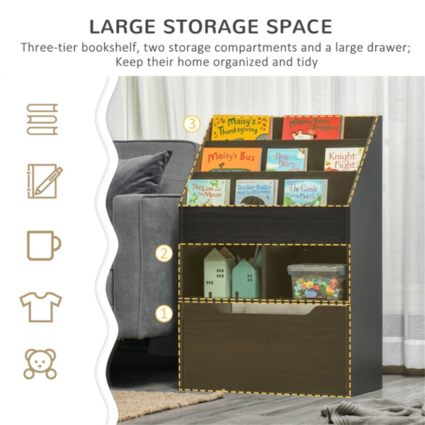 Kids Shelf Book/Storage Cabinet-Brown