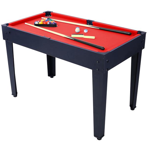 5-in-1 Multi-Game Table - Billiards, Push Hockey, Foosball, Ping Pong, and Basketball black/red