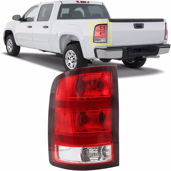 Tail Light Fit for 2007-2013 2007-2013 07 08 09 10 11 12 13 2007 2008 2009 2010 2011 2012 2013 GMC Sierra 1500 2500HD 3500HD, Driver Side (Included All Bulbs)