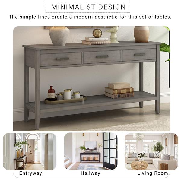 Contemporary 3-Drawer Console Table with 1 Shelf, Entrance Table for Entryway, Hallway, Living Room, Foyer, Corridor