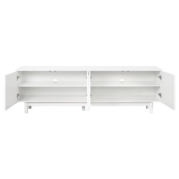 Graceful TV Stand with Arch Cabinets for TVs Up to 78'', Minimalist Entertainment Center with Solid Wood Legs, Practical Media Console with Adjustable Shelves for Living Room, White