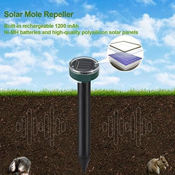 Mole proof solar drive mole proof solar sound wave mole proof pile, snake proof groundhog proof in courtyards, gardens, and lawns (4-piece set)(No shipments on weekends, banned from Amazon)