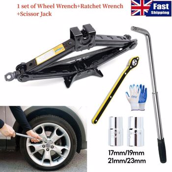 2.5T Scissor Jack + Extendable Wheel Wrench Brace Socket Car Van Tire Hand Tool