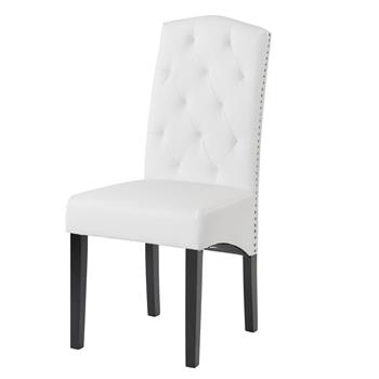 Dining PU Chair with Solid Wood Legs, 18.11\\" L x 24.01\\" W x 40.95\\" H White