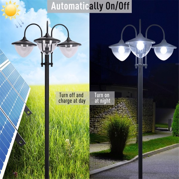 3-head Solar Lamp/Street Light /Outdoor Ready LED Lighting  -AS ( Amazon Shipping)（Prohibited by WalMart）