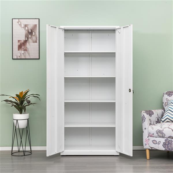 High Storage Cabinet with 2 Doors and 4 Partitions to Separate 5 Storage Spaces, Home/ Office Design