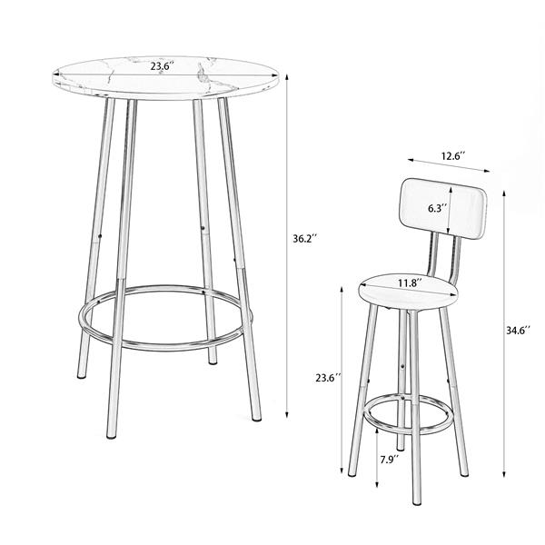 Bar table, equipped with 2 bar stools , with backrest and partition