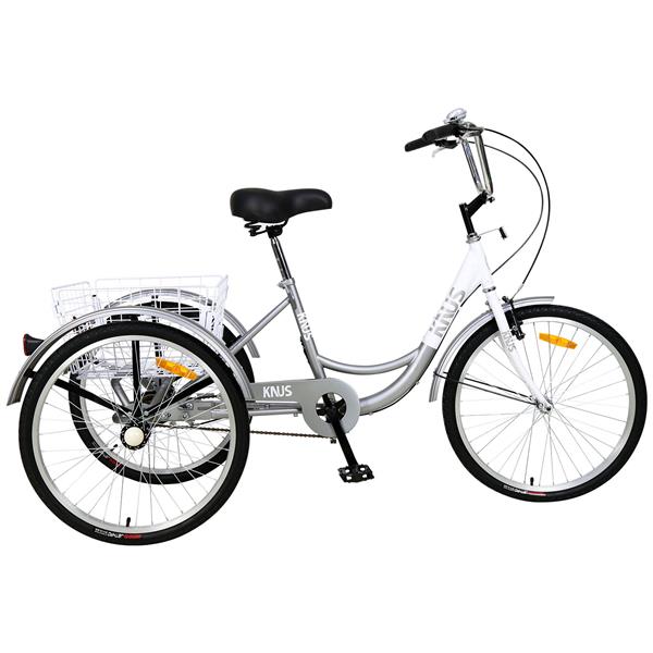 Adult Tricycle Trikes,3-Wheel Bikes,26 Inch Wheels Cruiser Bicycles with Large Shopping Basket for Women and Men