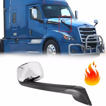 Chrome Hood Mirrors Assembly Compatible with 2018-2021 Freightliner Cascadia, Right/Passenger Side