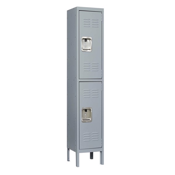 2 Door 66"H Metal Lockers With Lock for Employees,Storage Locker Cabinet for Home Gym Office School Garage,Gray