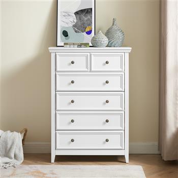 Modern 6 Drawers Dresser 6 Drawers Cabinet,Chest of Drawers Closet Organizers and Storage Clothes Storage Drawers Cabinet for Living Room, Farmhouse Dresser Organizer white