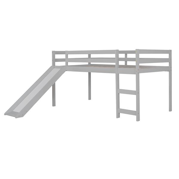 Loft Bed with Slide, Multifunctional Design, Twin (Gray)