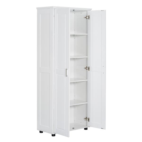 Storage Cabinet with Two Doors for Bathroom, Office, Adjustable Shelf, MDF Board, White