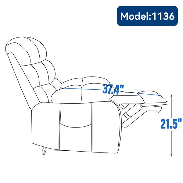 23" Seat Width and High Back Large Size Chenille Power Lift Recliner Chair with 8-Point Vibration Massage and Lumbar Heating, Brown