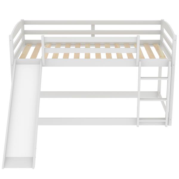 Twin over Twin Bunk Bed with Convertible Slide and Ladder , White