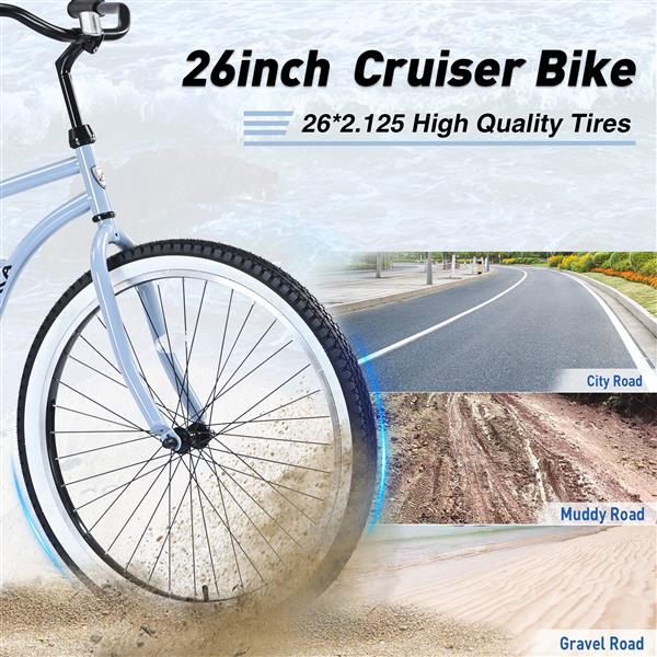 Single Speed Bicycles 26"Inch,Steel Frame, Wide Wheels for Stability, Rear Coaster Brakes,Multiple ColorsWomen's Beach Cruiser Bike