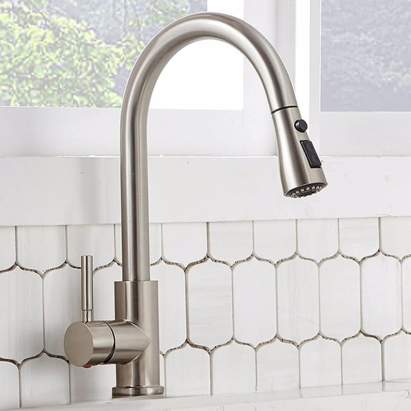 360° Kitchen Sink Mixer Taps Pull Out Spout Spray Single Lever Modern Mono Tap