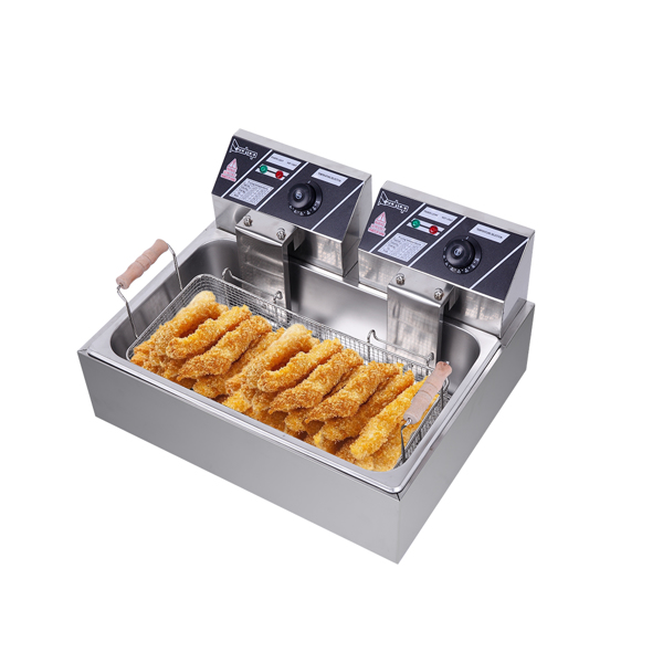 【Replace the old encoding 82308600】Eh83O 110V Oil Consumption 12.7Qt/12L Oil Pan Total Capacity 23.26Qt/22L Stainless Steel Large Single-Cylinder Electric Fryer 5000W Max