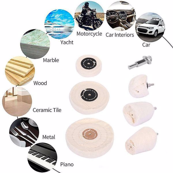 10Pcs Polishing Buffing Pads Mop Wheel Buffer Pad Drill Kit for Car Polisher Kit