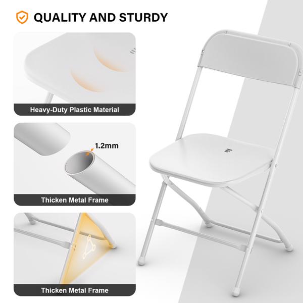 4pcs Injection Molding Classic Garden Plastic Folding Chair White