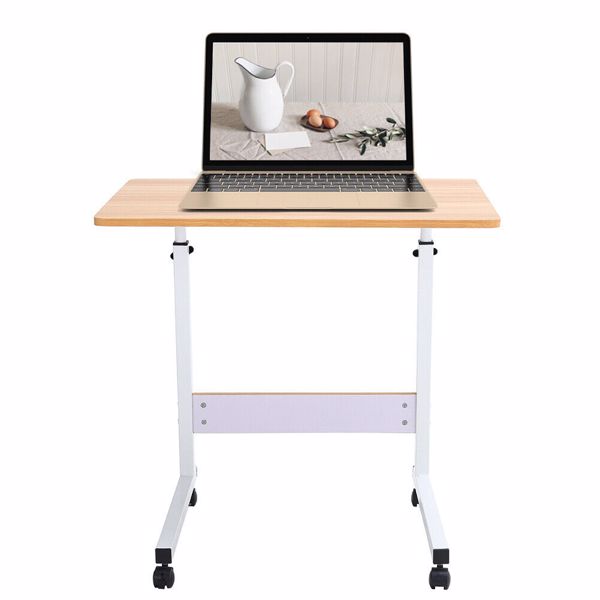 Mobile Over Bed Chair Table Hospital Overbed Height Adjustable Laptop Tray Stand